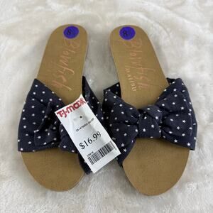 Blowfish Malibu Saturn Slide Sandals Women's Size 8.5 Navy Polka Dot Bow